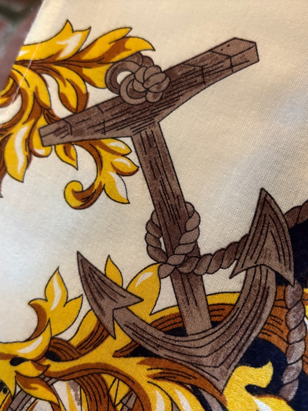 Vintage Baroque Nautical Print Short Sleeve Top w/ Shoulder Pads Women’s Size 10 - Picture 4 of 7